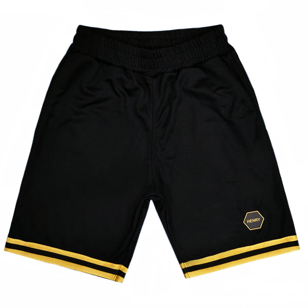 Henry clothing - 6-209 - gold tape shorts - black