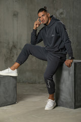 Henry clothing-6-353-calligraphy sweatpants -grey