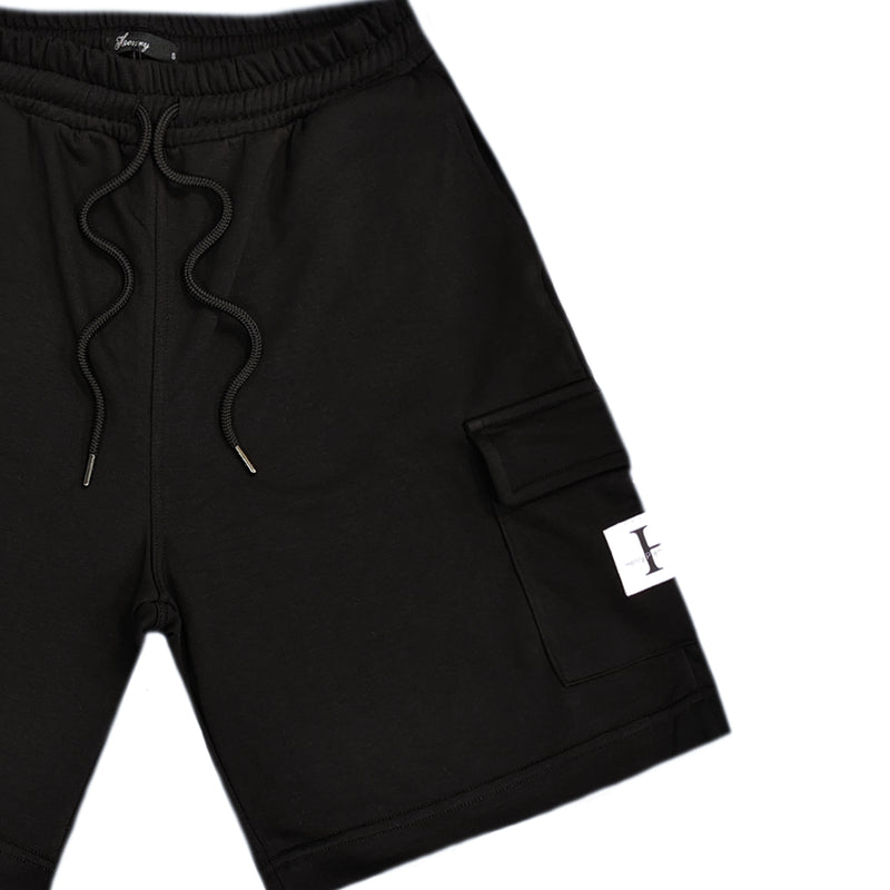 Henry clothing - 6-603 - patch logo cargo shorts - black