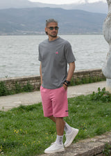 Ανδρική βερμούδα Henry Clothing-6-604-pink relaxed fit shorts