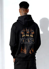 Ανδρικό μακρυμάνικο φούτερ με κουκούλα Vinyl Art Clothing-64550-01-Dogs Gang Hoodie oversized μαύρη