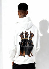 Ανδρικό μακρυμάνικο φούτερ με κουκούλα Vinyl Art Clothing-64550-02-Dogs Gang Hoodie oversized λευκή