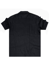 Ανδρικό κοντομάνικο λινό πουκάμισο - Cosi Jeans - 65-CASOLA 10 - linen shirt μαύρο