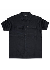Ανδρικό κοντομάνικο λινό πουκάμισο - Cosi Jeans - 65-CASOLA 10 - linen shirt μαύρο