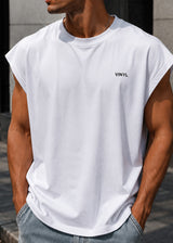 VINYL ART CLOTHING Ανδρική αμάνικη μπλούζα λευκή Old Money Sleeveless Oversized Tee 62890-02