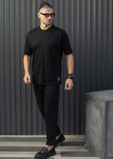 HENRY CLOTHING Ανδρική κοντομάνικη μπλούζα μαύρη 7-005-black