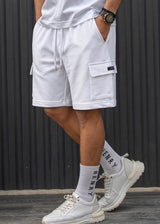 HENRY CLOTHING Ανδρική βερμούδα λευκή Cargo Relaxed Fit 7-011-white