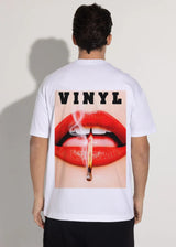 Αντρική κοντομάνικη μπλούζα Vinyl Art Clothing - 75930-02 - sizzle lips oversized tee λευκό