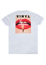 Αντρική κοντομάνικη μπλούζα Vinyl Art Clothing - 75930-02 - sizzle lips oversized tee λευκό