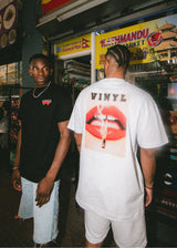 Αντρική κοντομάνικη μπλούζα Vinyl Art Clothing - 75930-02 - sizzle lips oversized tee λευκό