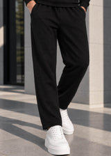 Ανδρικό παντελόνι Close Society-WAFFLE PANTS-black simple oversized pants μαύρο