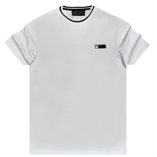 Vinyl art clothing - 78520-02 - striped neck oversized t-shirt - white