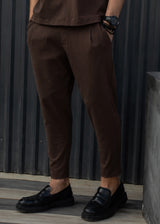 HENRY CLOTHING Ανδρικό ανοιξιάτικο παντελόνι καφέ 8-001-brown