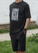 HENRY CLOTHNG Ανδρική βερμούδα υφασμάτινη μαύρη 8-013-black