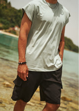 HENRY CLOTHNG Ανδρική βερμούδα υφασμάτινη cargo μαύρη 8-014-black