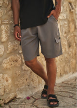 HENRY CLOTHNG Ανδρική βερμούδα υφασμάτινη cargo γκρι 8-014-grey