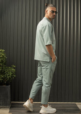 HENRY CLOTHING - Ανδρικό κοντομάνικο πουκάμισο μάο - Μέντα 9-100