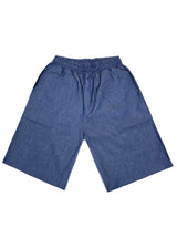 Ανδρική βερμούδα Henry clothing - 8-112 - simple shorts τύπου τζιν με κορδόνι στην μέση μπλε