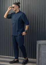 HENRY CLOTHING Ανδρικό ανοιξιάτικο παντελόνι σκούρο μπλε 8-131-blue