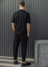 HENRY CLOTHING Ανδρικό ανοιξιάτικο παντελόνι μαύρο 8-137-black