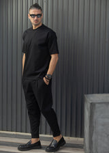 HENRY CLOTHING Ανδρικό ανοιξιάτικο παντελόνι μαύρο 8-137-black