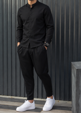 HENRY CLOTHING - Ανδρικό φθινοπωρινό παντελόνι μονόπιετο - Μαύρο 8-146