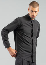 Ανδρικό μακρυμάνικο πουκάμισο μαο - VITTORIO - 800-24-1002 - mao shirt box feet μαύρο