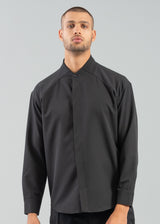 Ανδρικό μακρυμάνικο πουκάμισο μαο - VITTORIO - 800-24-1002 - mao shirt box feet μαύρο