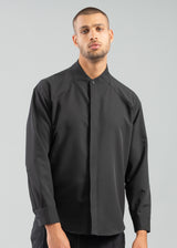 Ανδρικό μακρυμάνικο πουκάμισο μαο - VITTORIO - 800-24-1002 - mao shirt box feet μαύρο