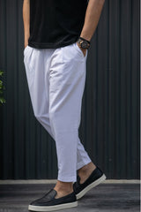 Ανδρικό ανοιξιάτικο παντελόνι Henry clothing - 8-100 - simple oversized pants λευκό