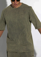 Ανδρική κοντομάνικη μπλούζα Vinyl Art Clothing - 82520-04 - cotton oversized fit premium washed tee χακί