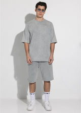 Ανδρική κοντομάνικη μπλούζα Vinyl Art Clothing - 82520-09 - cotton oversized fit premium washed tee γκρι