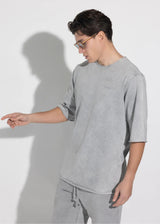 Ανδρική κοντομάνικη μπλούζα Vinyl Art Clothing - 82520-09 - cotton oversized fit premium washed tee γκρι