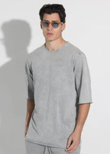 Ανδρική κοντομάνικη μπλούζα Vinyl Art Clothing - 82520-09 - cotton oversized fit premium washed tee γκρι