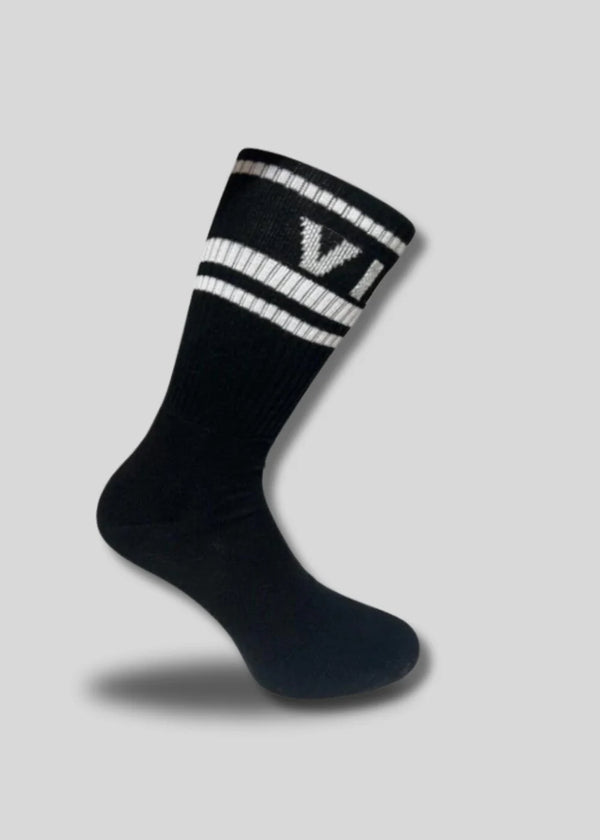 Vinyl art clothing - 03055-01-ONE - stripe socks one pair - black
