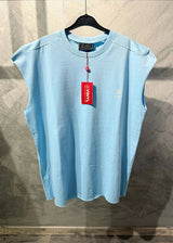 Ανδρική αμάνικη μπλούζα Vinyl Art Clothing - 89520-24- vinyl logo sleeveless oversized tee γαλάζιο