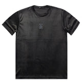 Henry clothing - 9-013 - velvet tee with logo - black