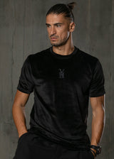 HENRY CLOTHING - Ανδρικό t-shirt velvet - Μαύρο 9-013