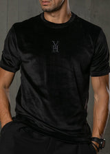 HENRY CLOTHING - Ανδρικό t-shirt velvet - Μαύρο 9-013
