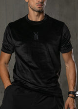 HENRY CLOTHING - Ανδρικό t-shirt velvet - Μαύρο 9-013