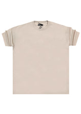 Ανδρική κοντομάνικη μπλούζα Henry clothing - 9-030 - simple oversized μπεζ σκούρο