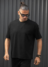 Ανδρική κοντομάνικη μπλούζα Henry clothing - 9-030 - simple oversized μαύρο