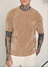 HENRY CLOTHING - Ανδρικό t-shirt σε πλεκτή δομή - Καφέ 9-031