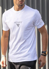 HENRY CLOTHING Ανδρική κοντομάνικη μπλούζα λευκή 9-037-white