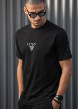 Ανδρική κοντομάνικη μπλούζα Henry clothing 9-037-μαύρη