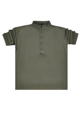 HENRY CLOTHING Ανδρικό κοντομάνικο πουκάμισο χακί mao 9-041-khaki