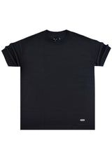 Ανδρική κοντομάνικη μπλούζα Henry clothing - 9-121 - linen oversized shirt μαύρο