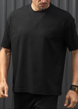 Ανδρική κοντομάνικη μπλούζα Henry clothing-9-101- linen oversized shirt μαύρη