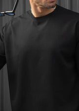 Ανδρική κοντομάνικη μπλούζα Henry clothing-9-101- linen oversized shirt μαύρη