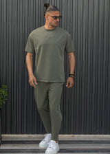 Ανδρική κοντομάνικη μπλούζα Henry clothing - 9-102 - fabric oversized t-shirt χακί